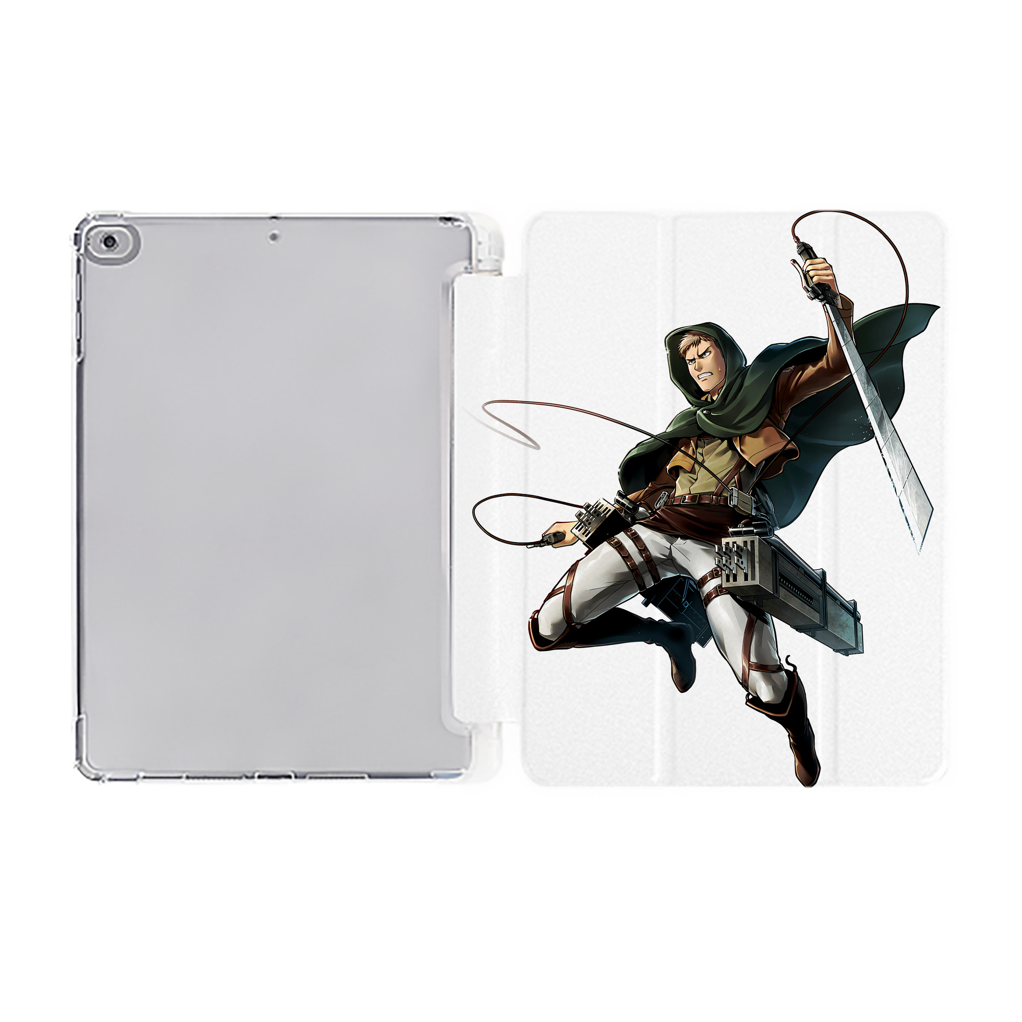 （画像用） 進撃の巨人 Attack on Titan IPad ケース ペン収納付き 三つ折りスタンド PUレザー×シリコン 対応機種9.5/10.5/10.9インチ